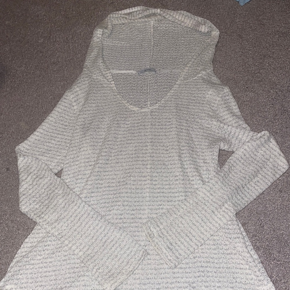 Long sleeve sheer top with hood
